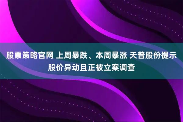 股票策略官网 上周暴跌、本周暴涨 天普股份提示股价异动且正被立案调查